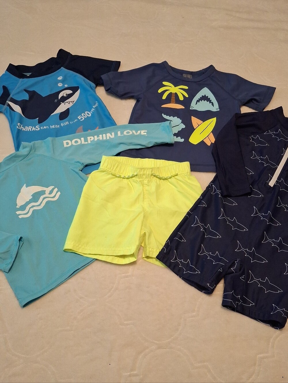 Toddler Swim Clothes, Including Navy & Aqua Shark Swim Set - Unbranded